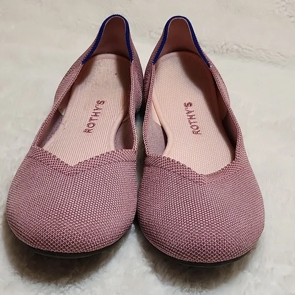Rothy's The Flat Begonia Pink Knit Fabric Slip On Ballet Flats Bubble Gum Sz 9 - Picture 9 of 16